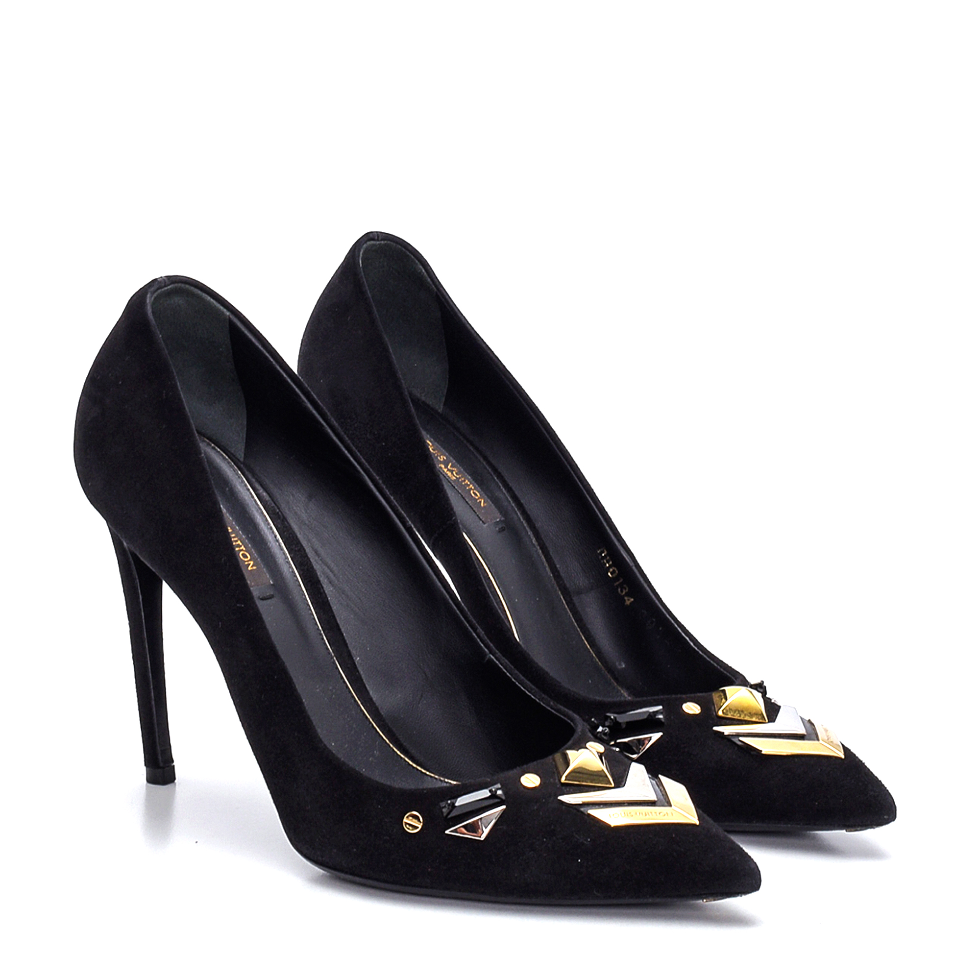 Louis Vuitton - Black Suede Studded Pumps